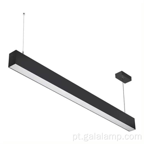 Moderna luminária pendente linear LED preta 4FT